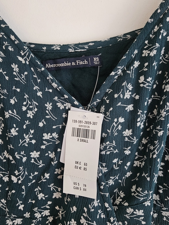 Abercrombie & Fitch Emerald Green Floral Wrap High-Low Dress NWT - Picture 3 of 7